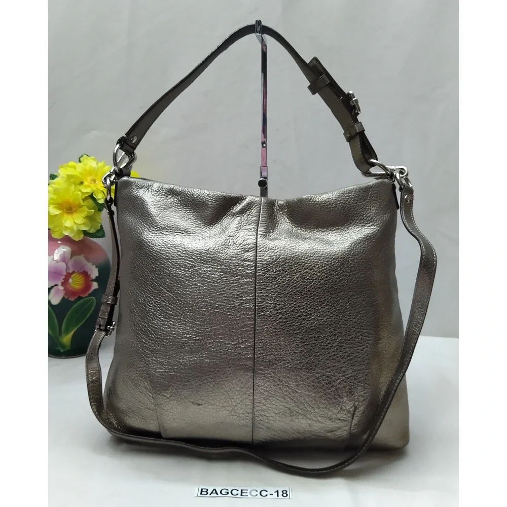 Coach Madison Metallic Gold Leather Zipper Hobo Shoulder Bag